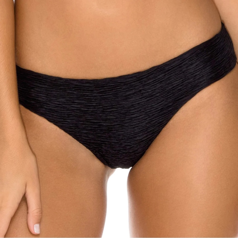 Luli Fama Buleria full bottom ruched Black bikini bottom xs